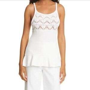 REBECCA TAYLOR WHITE PEPLUM STITCH TANK NWT